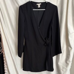 Black Wrap romper with tie Detail